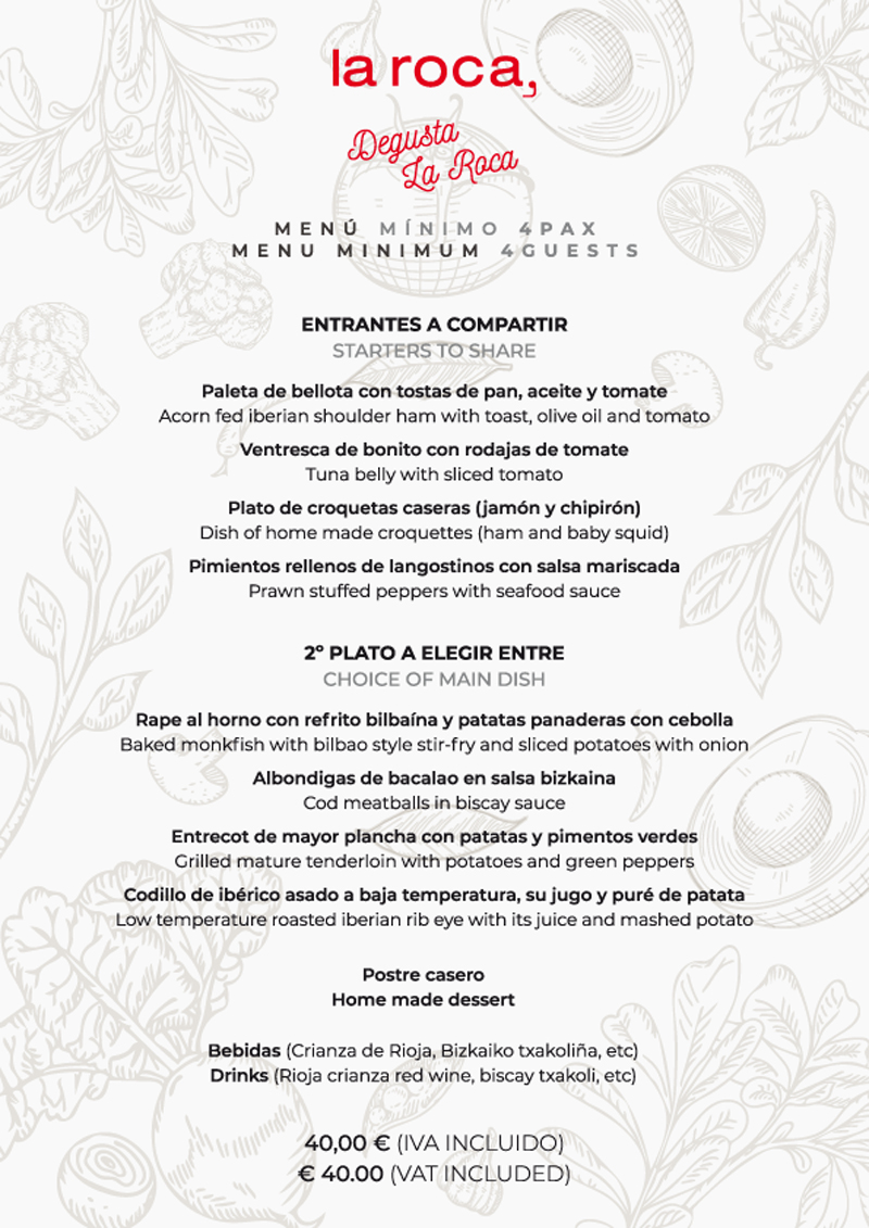 Menu La Roca Bilbao en ASte Nagusia